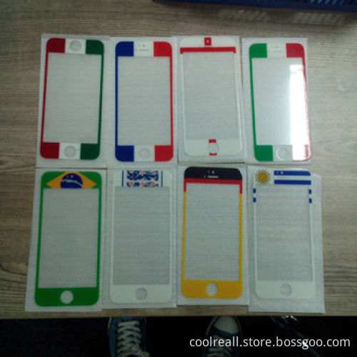 2014 world cup colorful tempered glass screen protector/guard/film for Apple iPhone